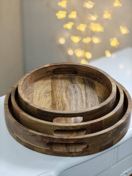 طقم صواني خشب مانجو 3 احجام