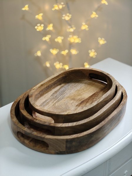 طقم صواني خشب مانجو 3 احجام