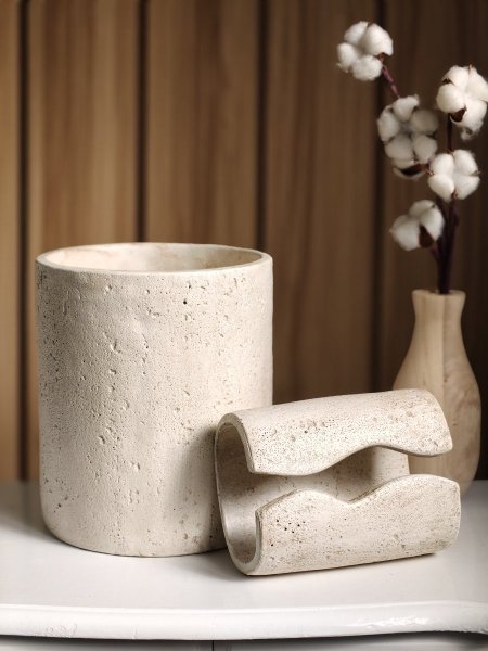 طقم سطل مع علبة محارم حجر