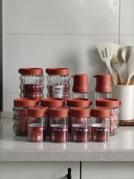 طقم علب بهارات زجاجي