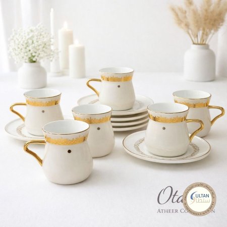 طقم فناجين شاي بورسلان مجموعة أثير من أوتانتيك
