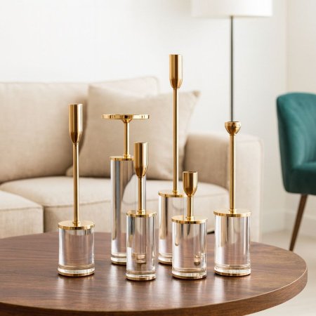 شمعدان كريستال 6 قطع