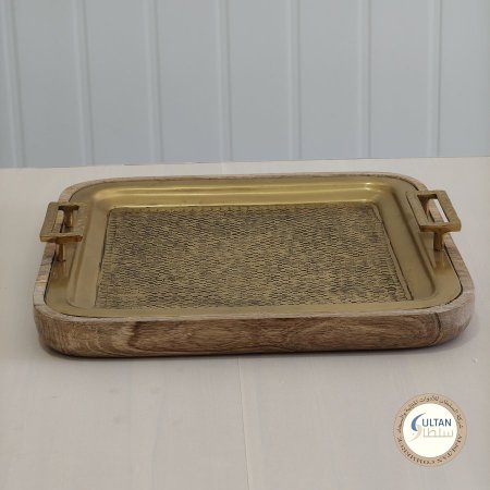 صينية تقديم مربع خشب مانجو ثقيلة