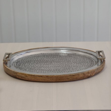 صينية تقديم بيضاوي خشب مانجو ثقيلة