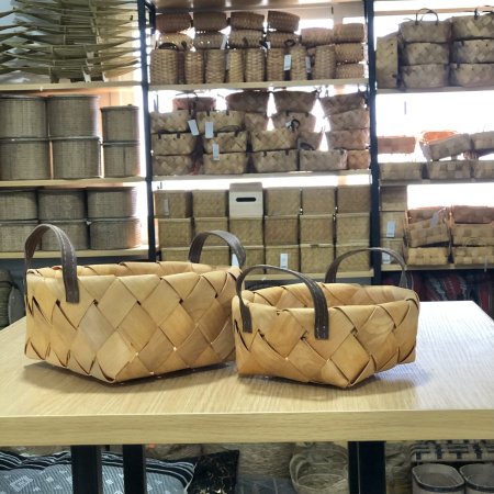 طقم سلات قش يد جلد