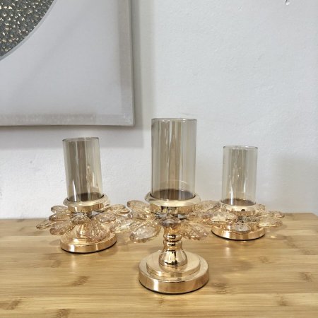 شمعدان كريستال ذهبي