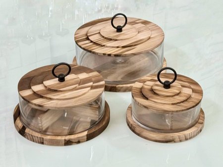 مضيفة مقسمة خشب جوز مع غطا