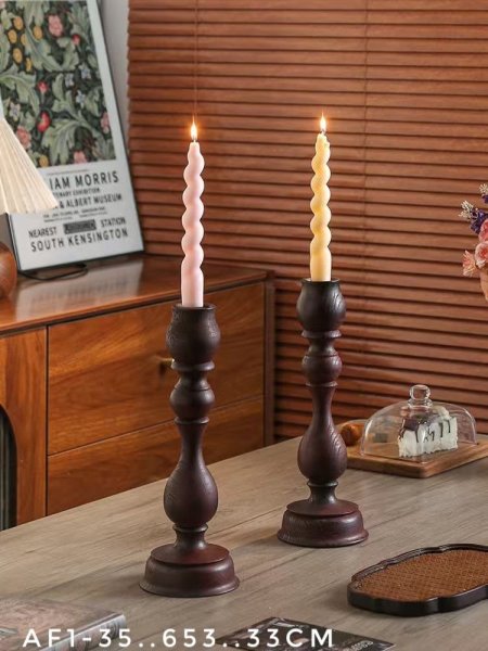 شمعدان خشب جوز