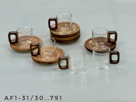 طقم فناجين قهوة سادة شفاف