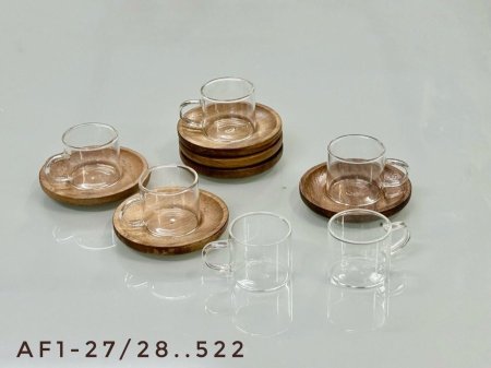 طقم فناجين قهوة شفاف