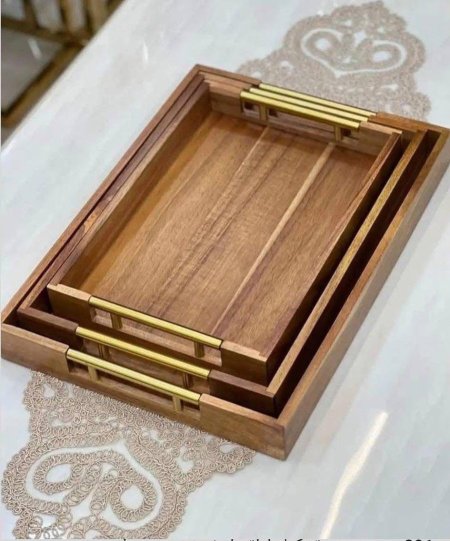 طقم صواني خشب 3 قطع