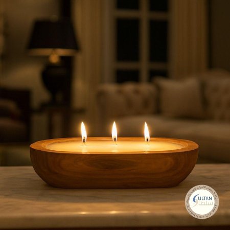 شمع جوز هند بديكور خشب