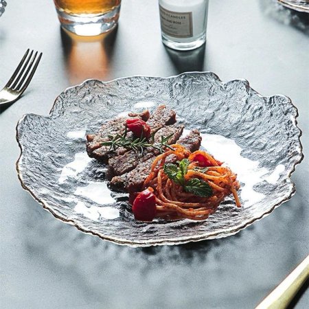 صحن فواكه زجاج داير ذهبي